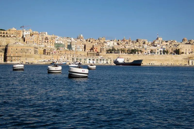 The Grand Harbour and city walls of Valletta, Malta
