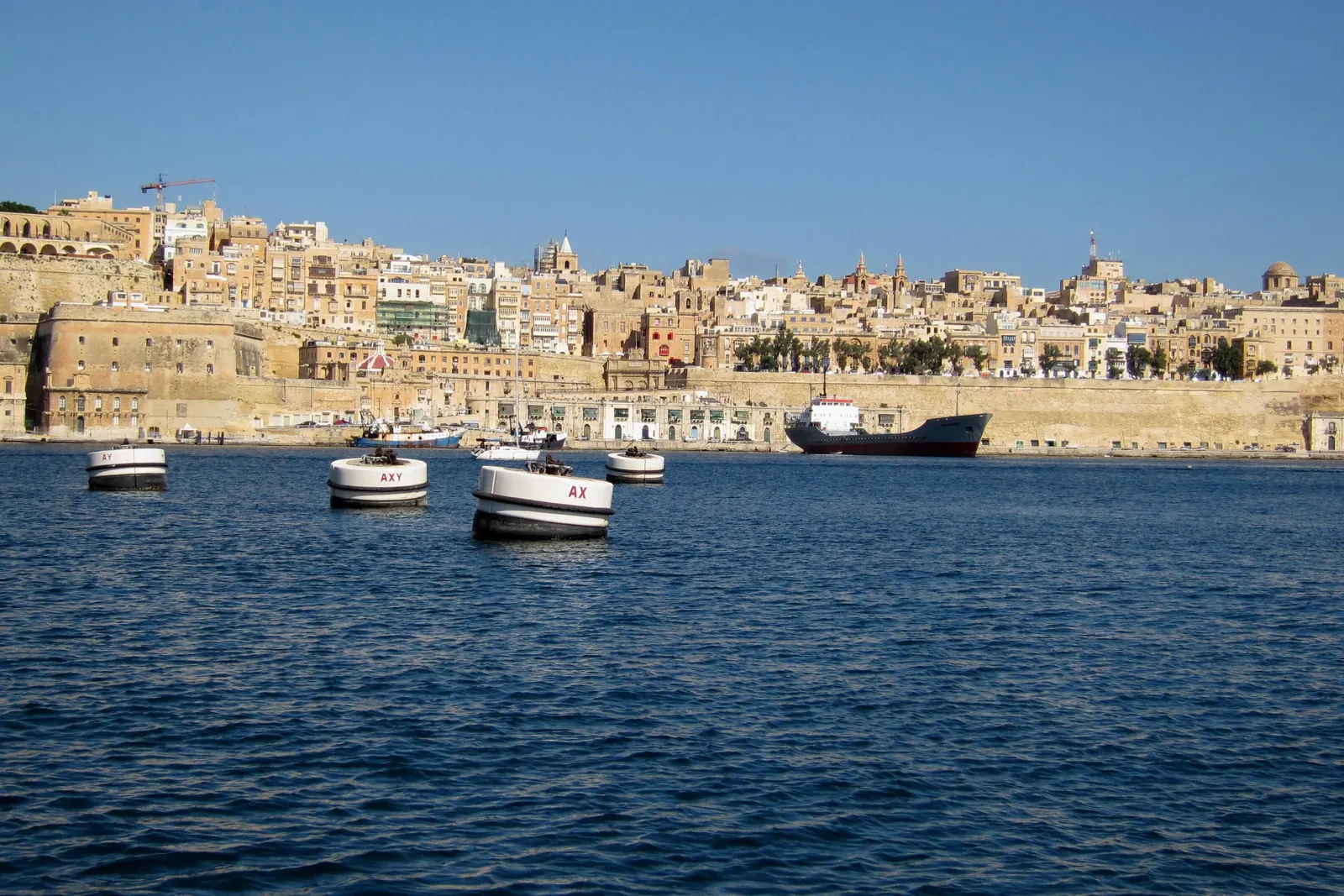The Grand Harbour and city walls of Valletta, Malta